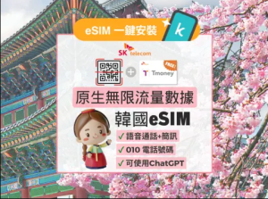 【30% OFF｜贈送大創優惠券】韓國eSIMㅣSK Telecom 4G/LTE 高速數據無限流量+免費贈送通話+T-money